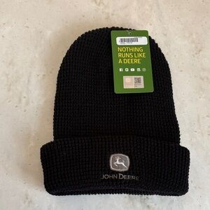 Unisex John Deere Black Waffle Knit Hat